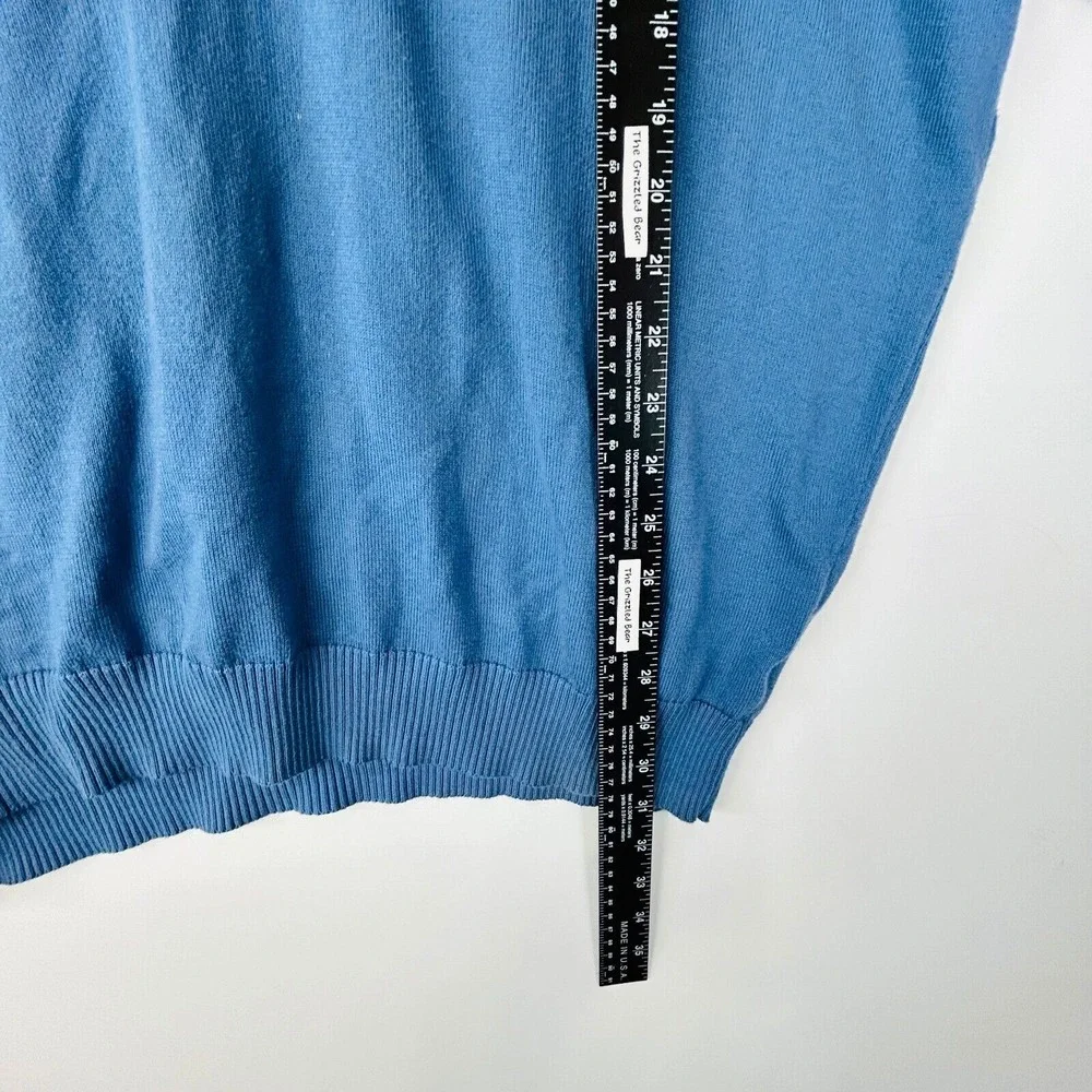 Jos. A. Bank V Neck Sweater Size XXL Blue 100% Pima‎ Cotton Ribbed